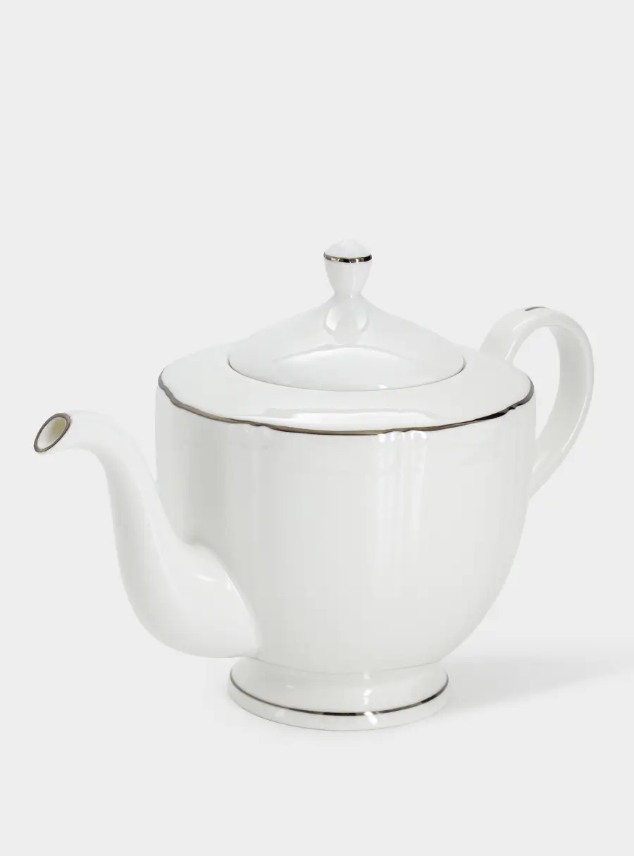 Чайник заварочный, 1,1 л, фарфор F, белый, с серебристым кантом, Lotus silver ,image-1