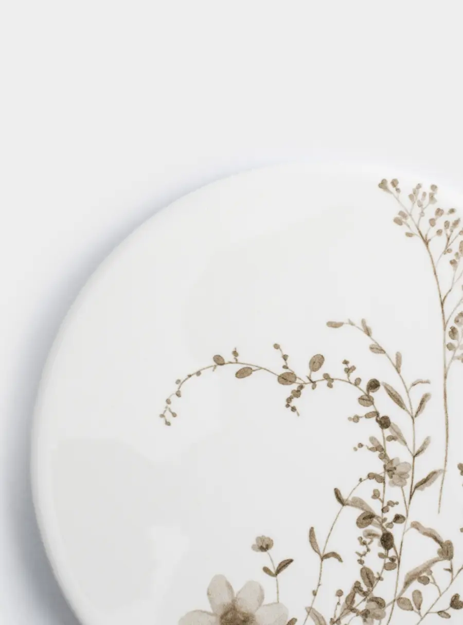 Подставка под кружку, 11 см, круглая, керамика/пробка, белая, Осенние цветы, Florance ,image-1