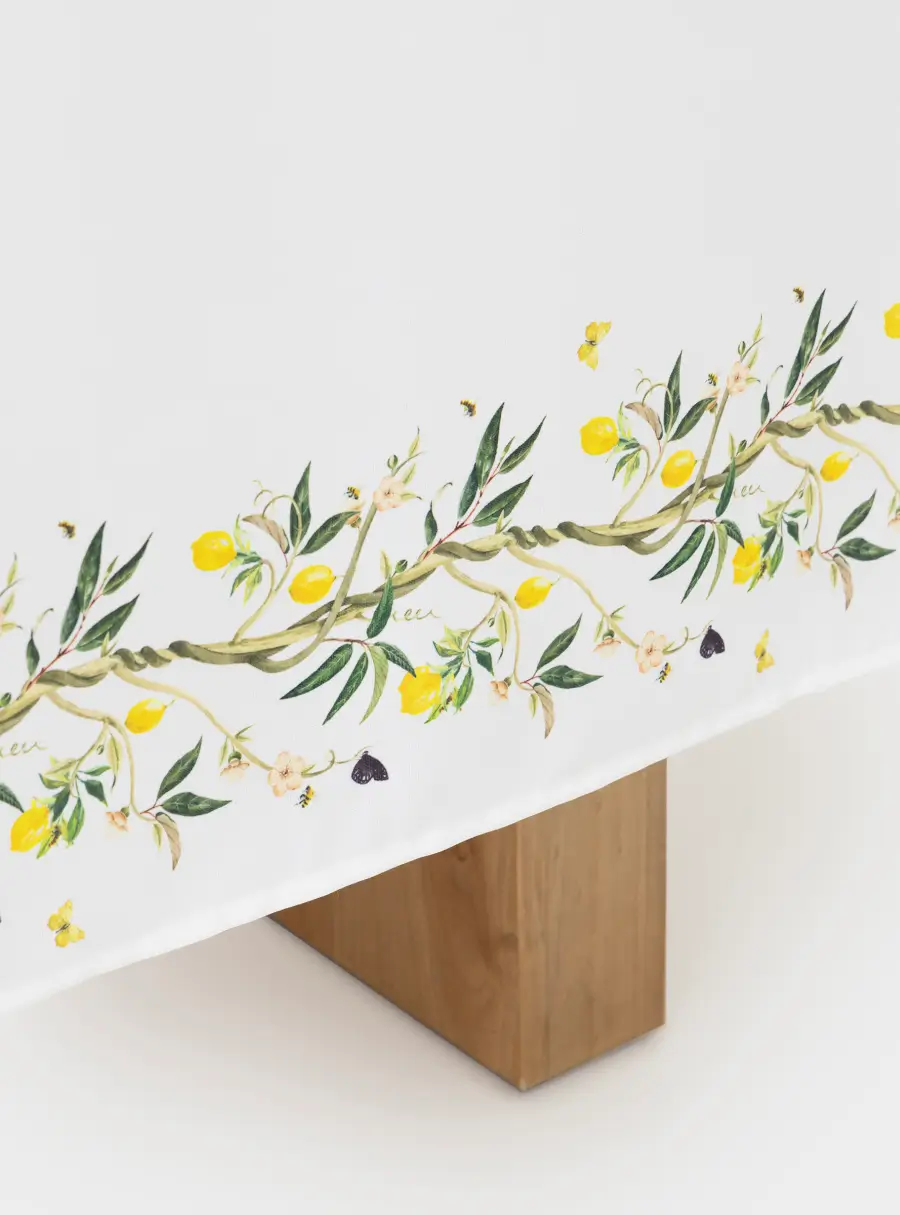 Скатерть, 160х160 см, полиэстер, белая, Лимоны на ветках, Lemon branch ,image-3