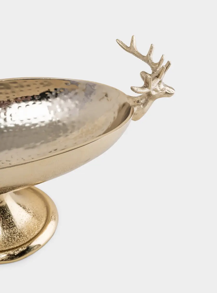 Блюдо на ножке, 35х19 см, металл, золотистое, Олени, Maral gold, image-5