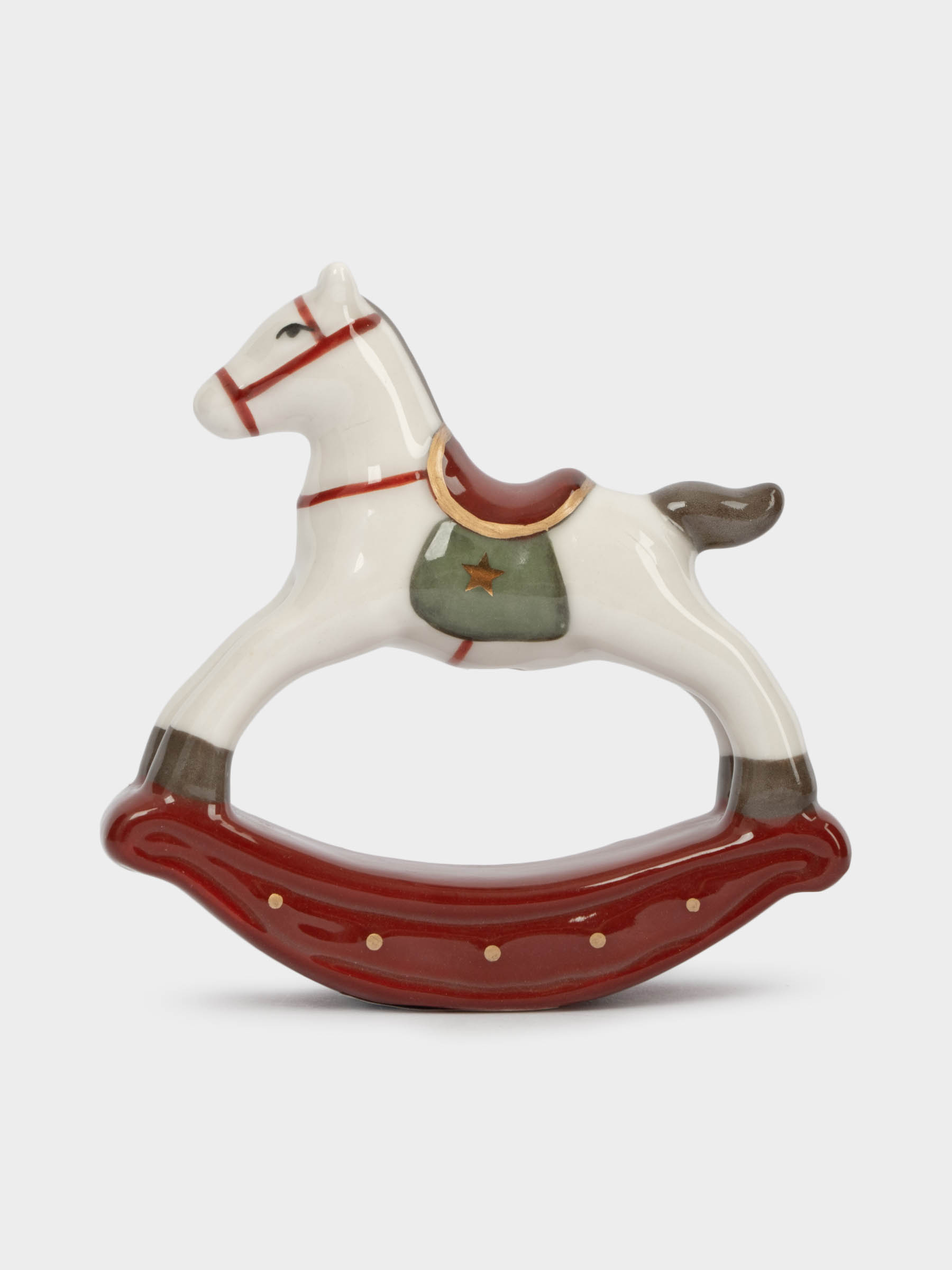 Статуэтка, 10 см, фарфор P, бежево-бордовая, Лошадка-качалка, Bright horse, image-4