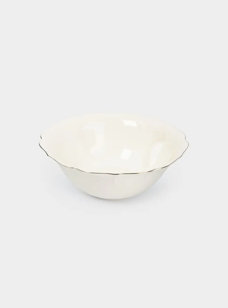 Салатник, 25х10 см, 2 л, фарфор F, белый, с серебристым кантом, Dynasty ,image-3