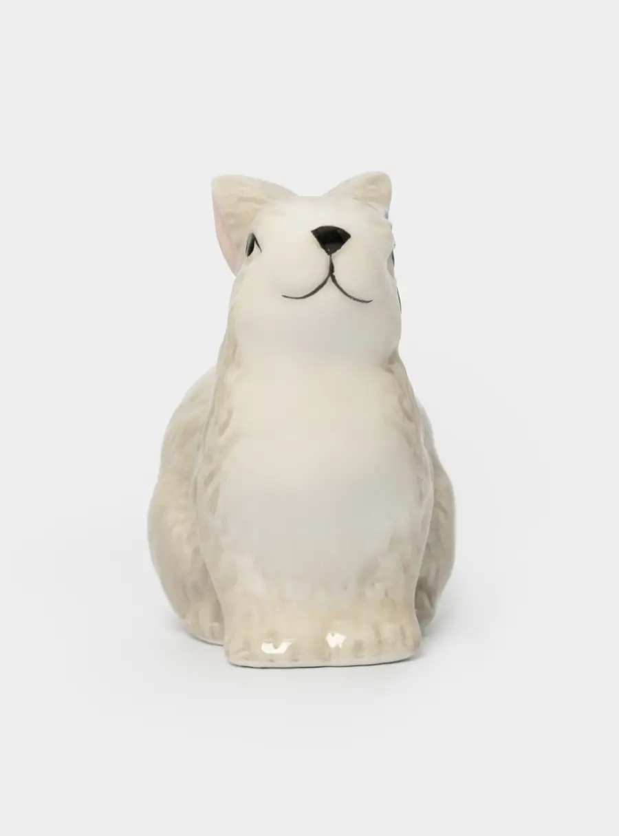 Емкость для соли или перца, 8 см, керамика, серая, Кролик с цветами, Brown Rabbit, image-4