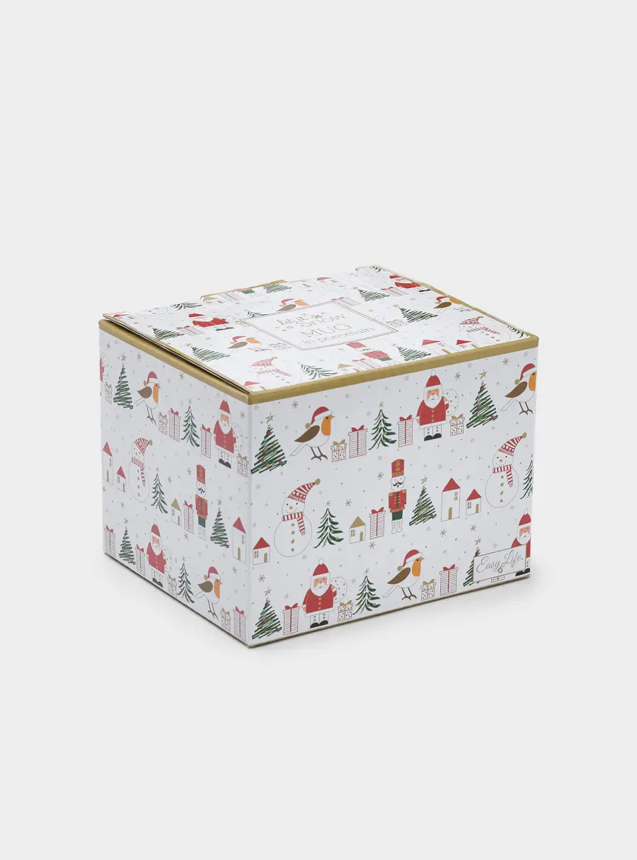 Кружка, 400 мл, фарфор P, белая, с золотым кантом,  Дед Мороз, Let It Snow ,image-3