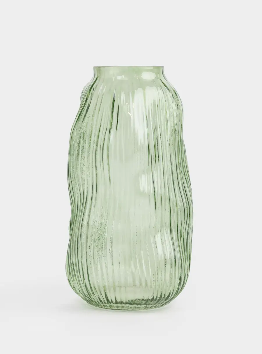 Ваза для цветов 30 см, стекло Р, зеленая, Creek, image-3