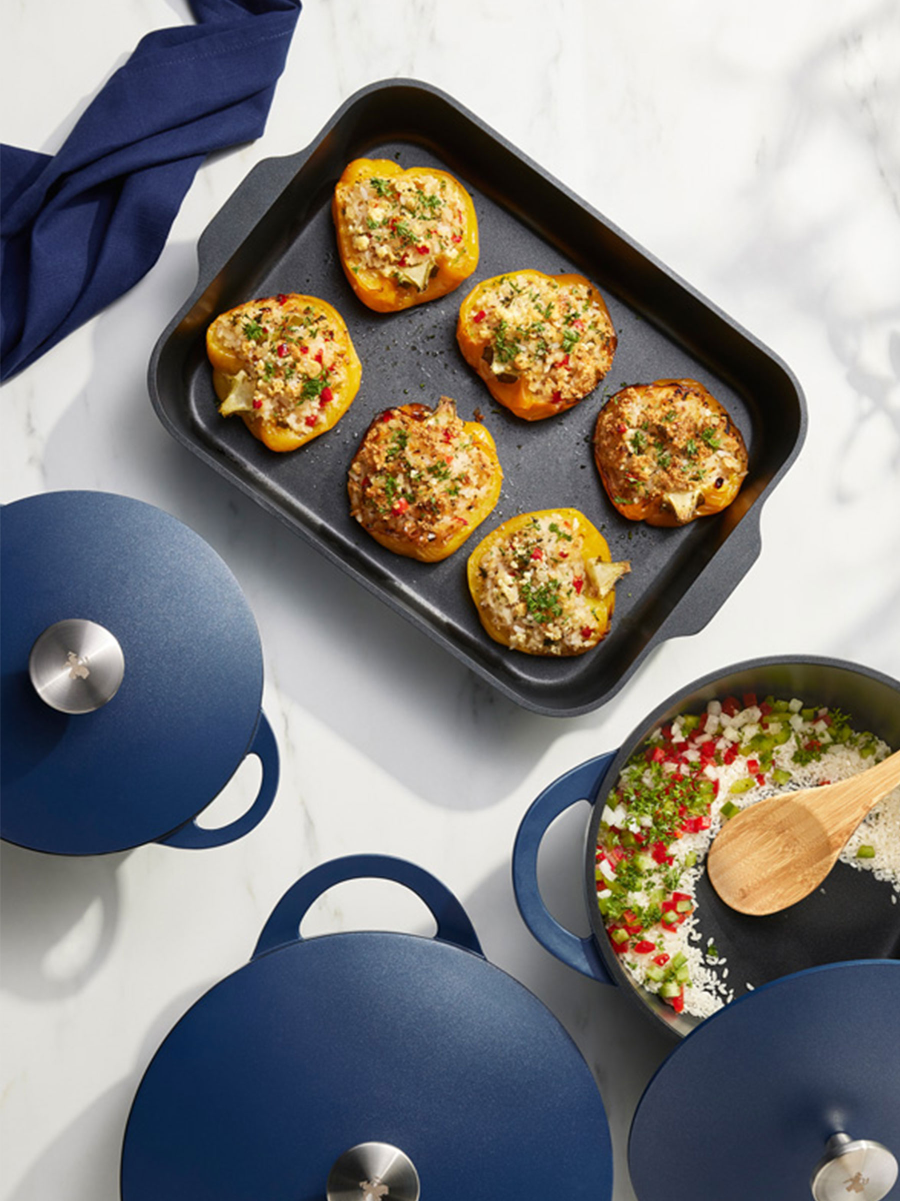 Форма для запекания, 34x26x5.5 см, синяя, с покрытием, Agile, image-3