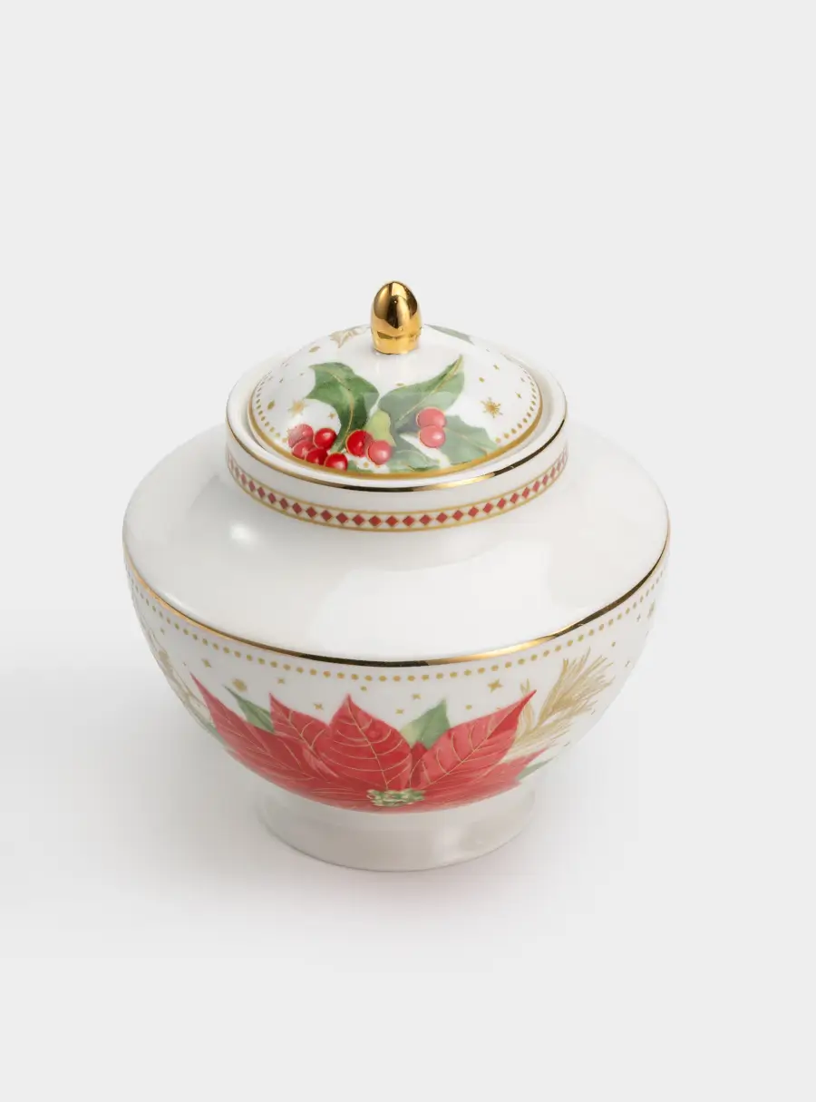 Сахарница, 0,25 л, Пуансеттия и ягоды, image-2