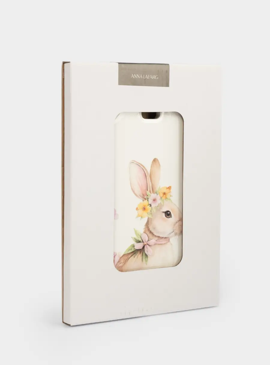 Подставка под горячее, 15x21 см, керамика/пробка, белая, Кролик с венком в цветах, Easter rabbit, image-4