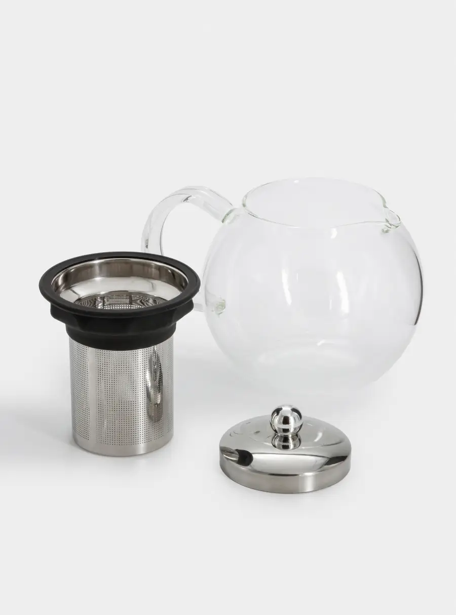 Чайник заварочный, 1,2 л, стекло Б/сталь/силикон, серебристо-черный, Base black ,image-3