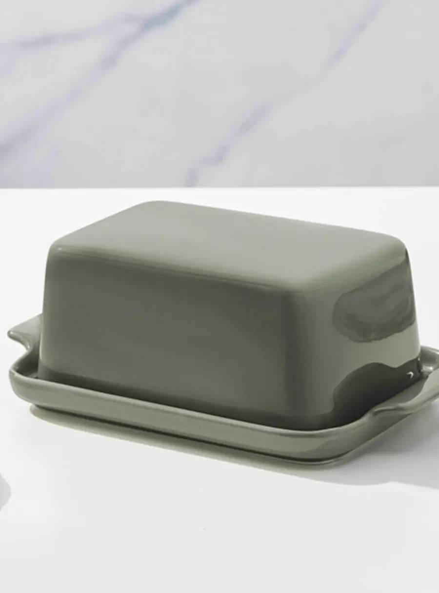 Маслёнка, 20х12 см, фарфор P, серо-зеленая, Indulgence ,image-2