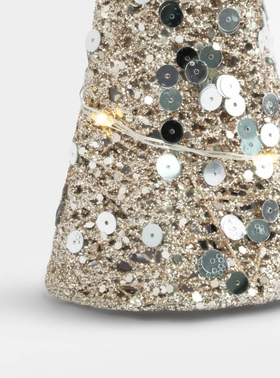 Ель-конус, 20 см, с подсветкой, полиэстер/металл, шампань, Celebration, image-2