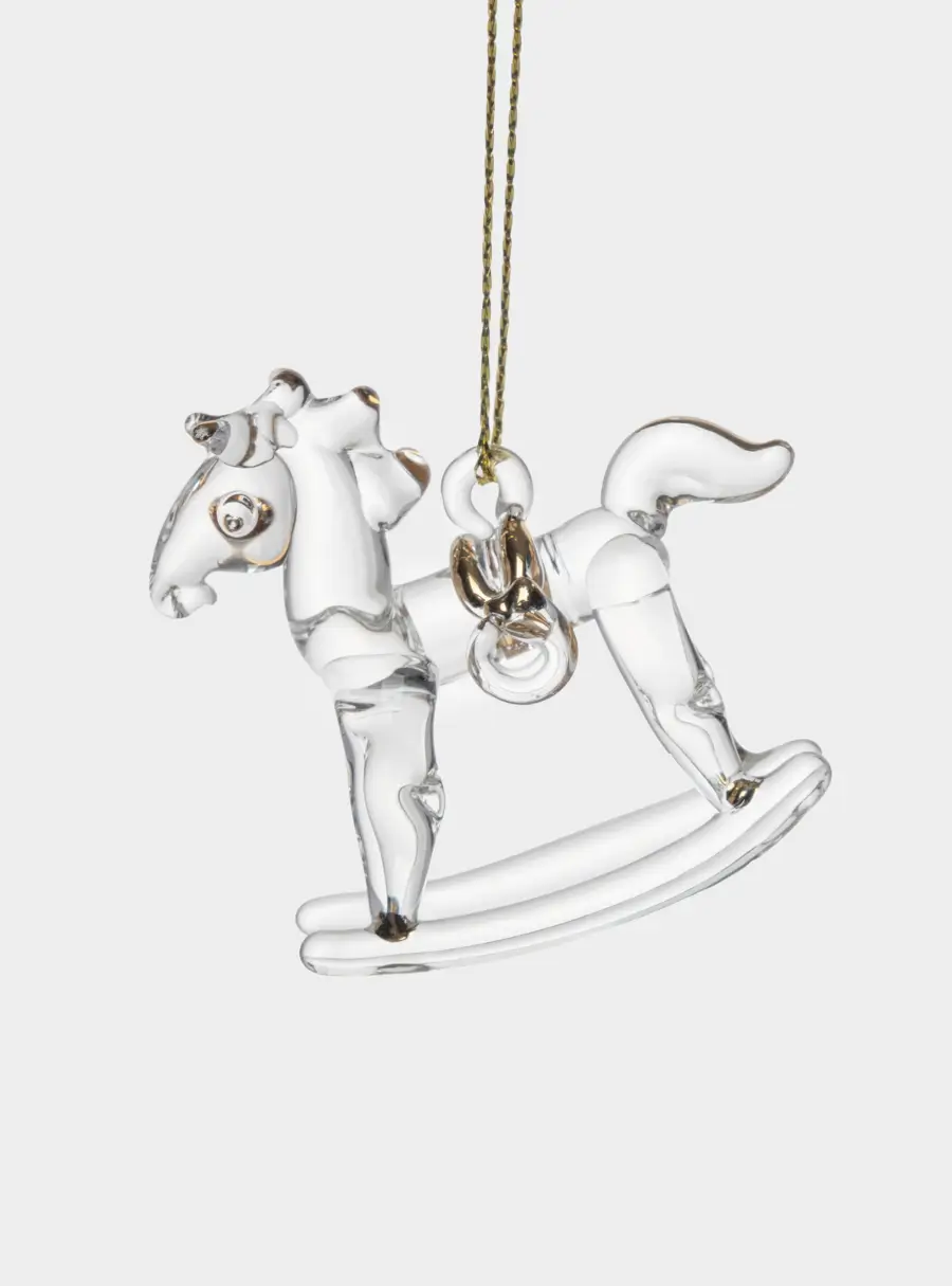 Игрушка елочная, 5 см, стекло, золотистая, Лошадка-качалка, Event ,image-0