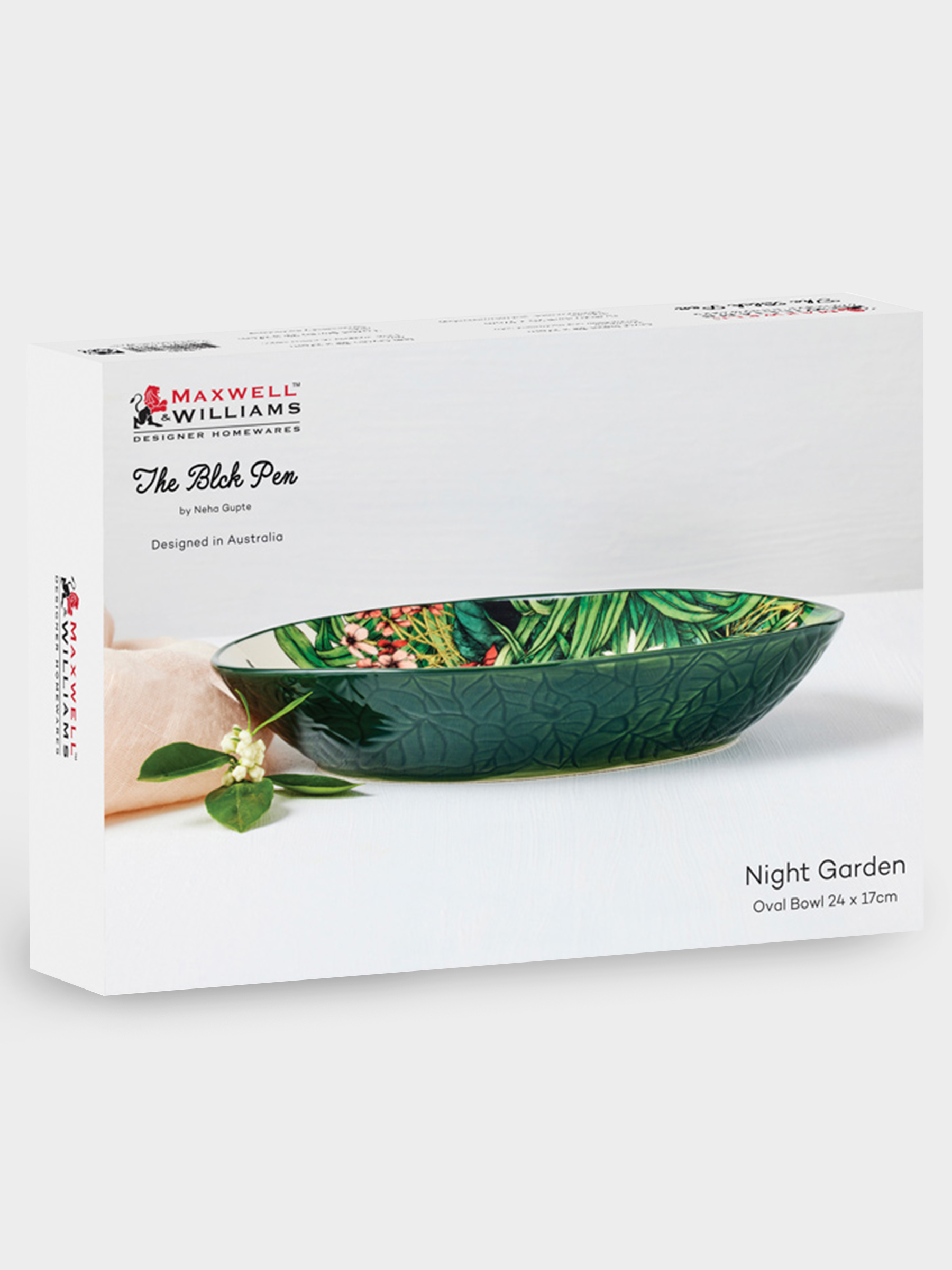 Салатник, 25х17 см, 600 мл, керамика, овальный, темно-зеленый, Ночной сад, Night Garden Foliage, image-2