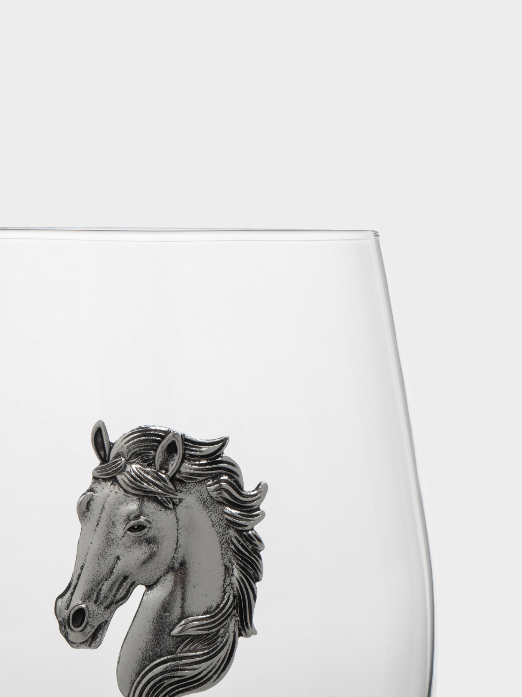 Стакан для виски, 12 см, 500 мл, стекло/металл, серебристый, Голова коня, Horse, image-2