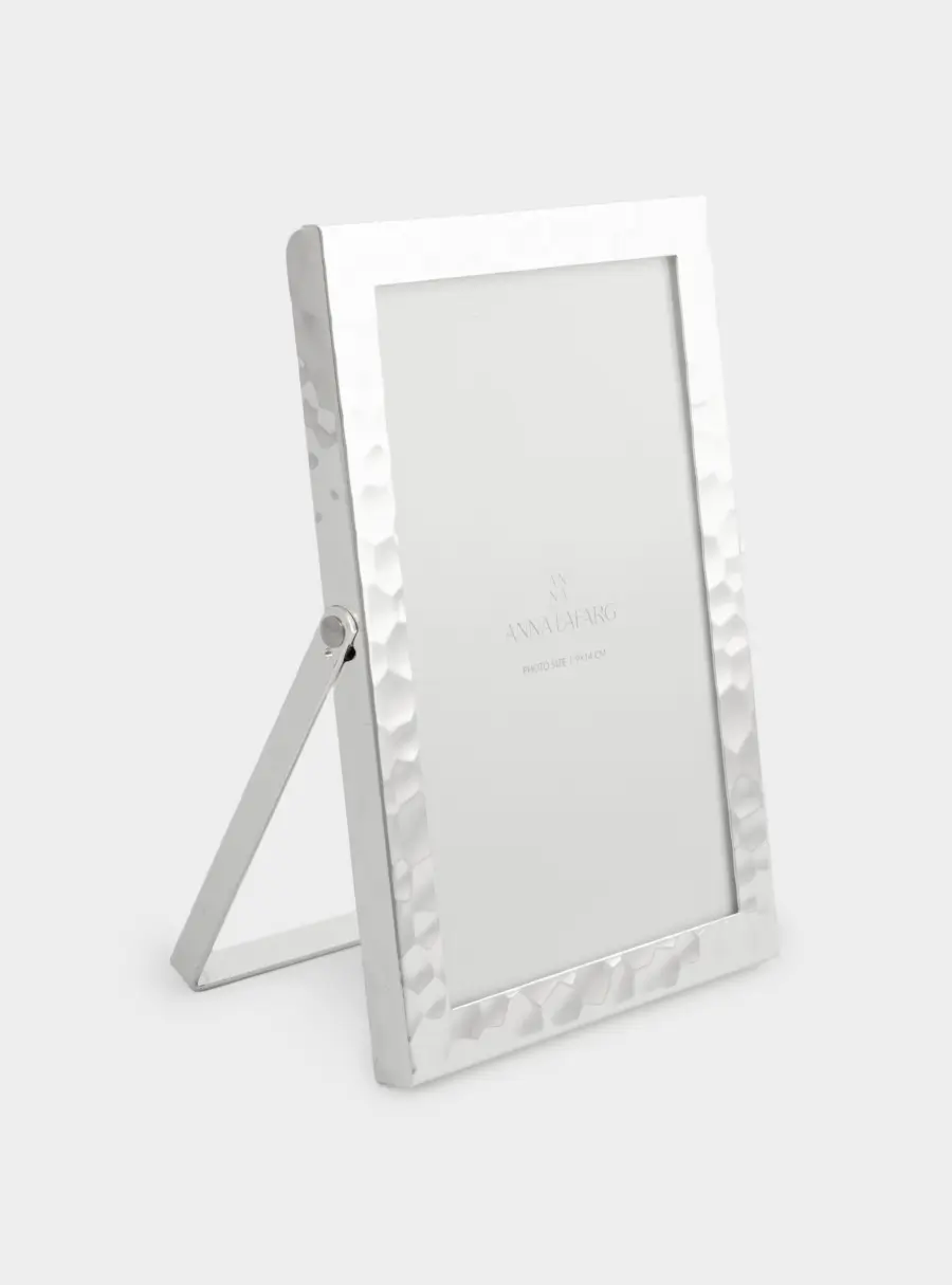 Фоторамка, 11х16 см, металл/стекло, серебристая, Мятый эффект, Museum ,image-0