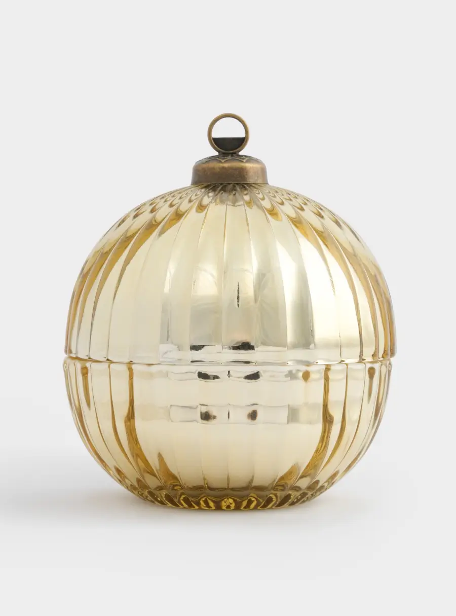 Емкость для хранения, 13х11 см, 180 мл, стекло/металл, шампань, Шар, Сhristmas time ,image-1