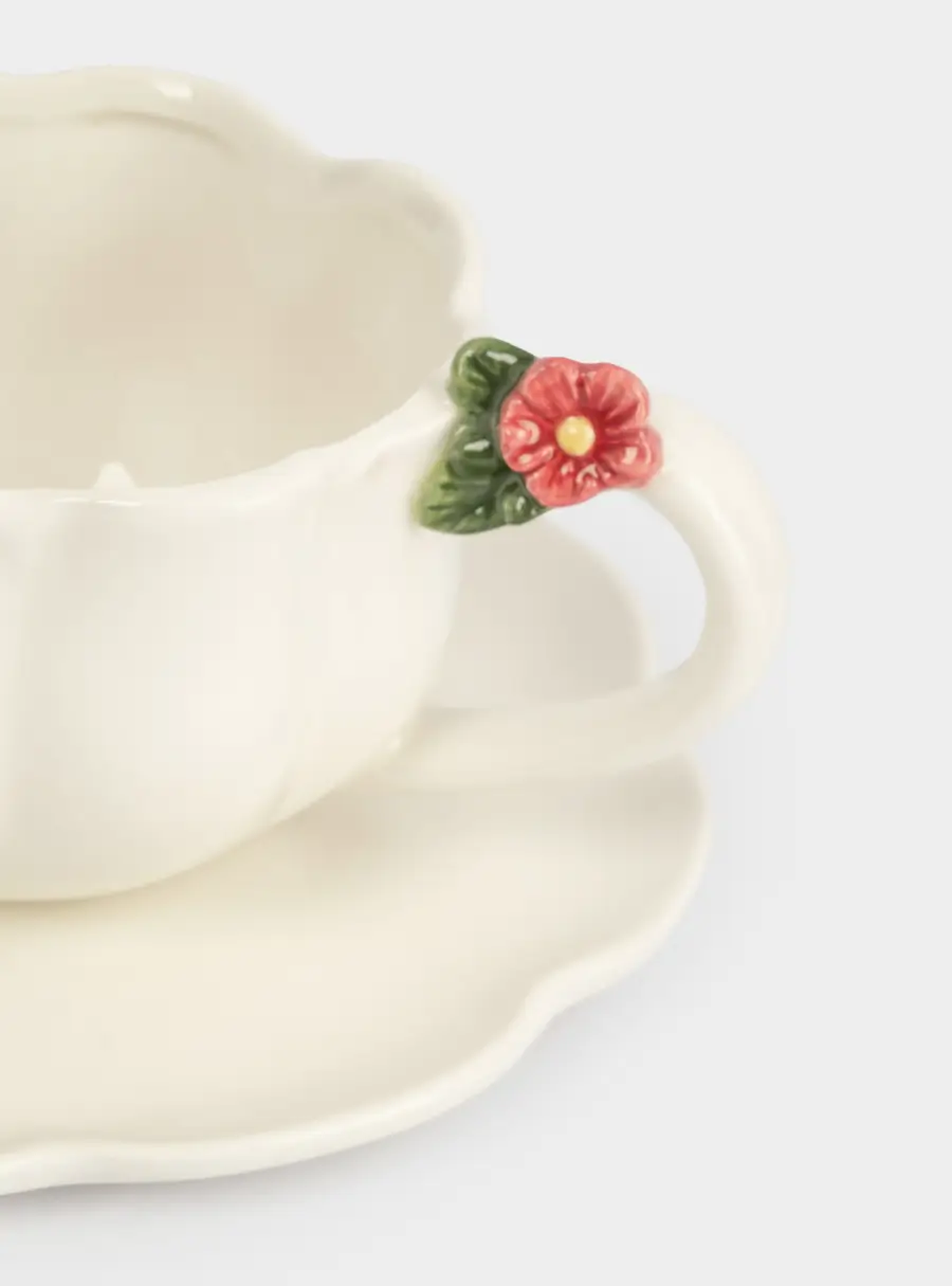 Пара чайная, 1 перс, 2 пр, 360 мл, керамика, молочная, Цветок, Gentle flower, image-4