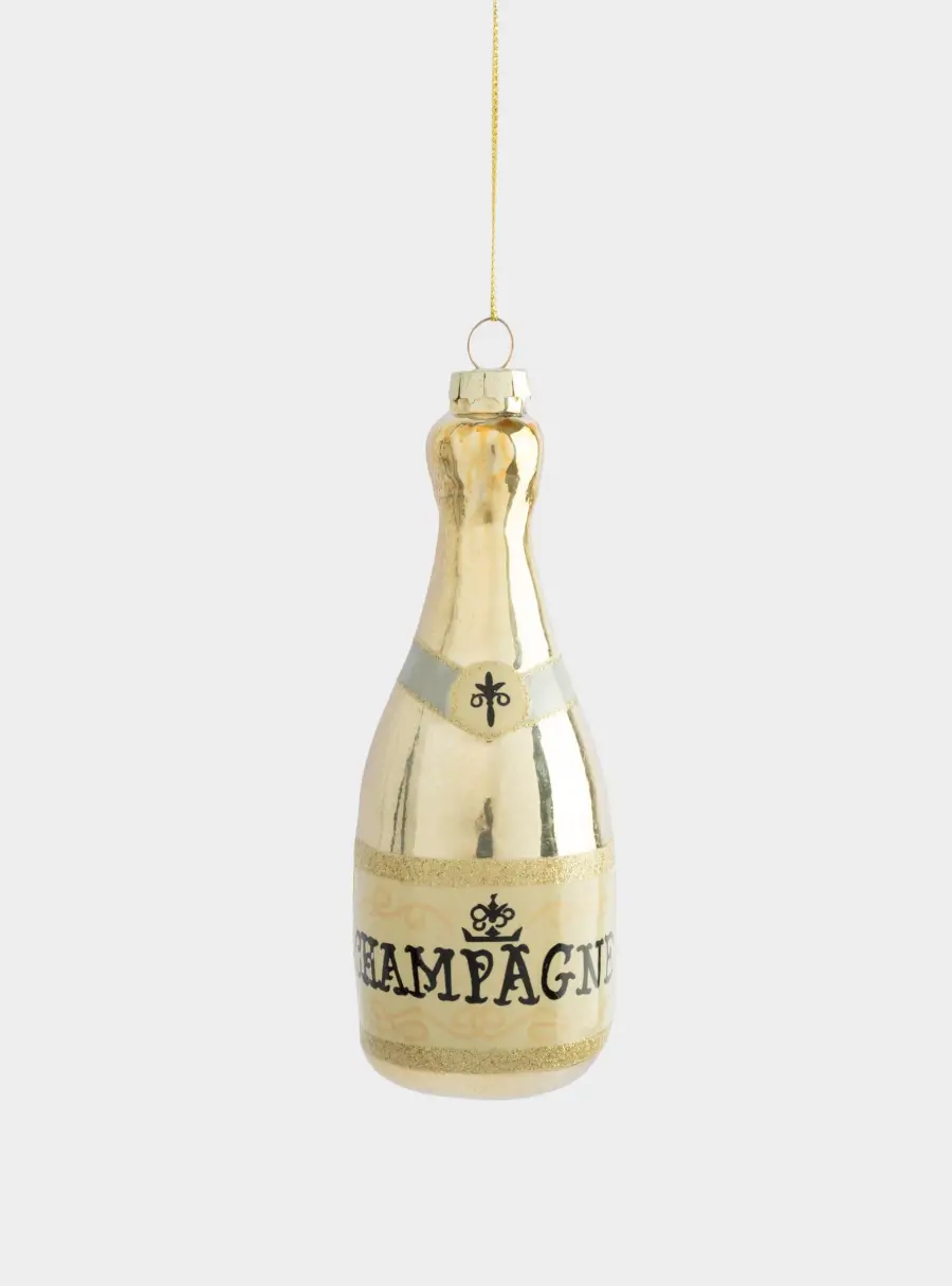 Игрушка елочная, 11 см, стекло, шампань, Шампанское, New year, image-0