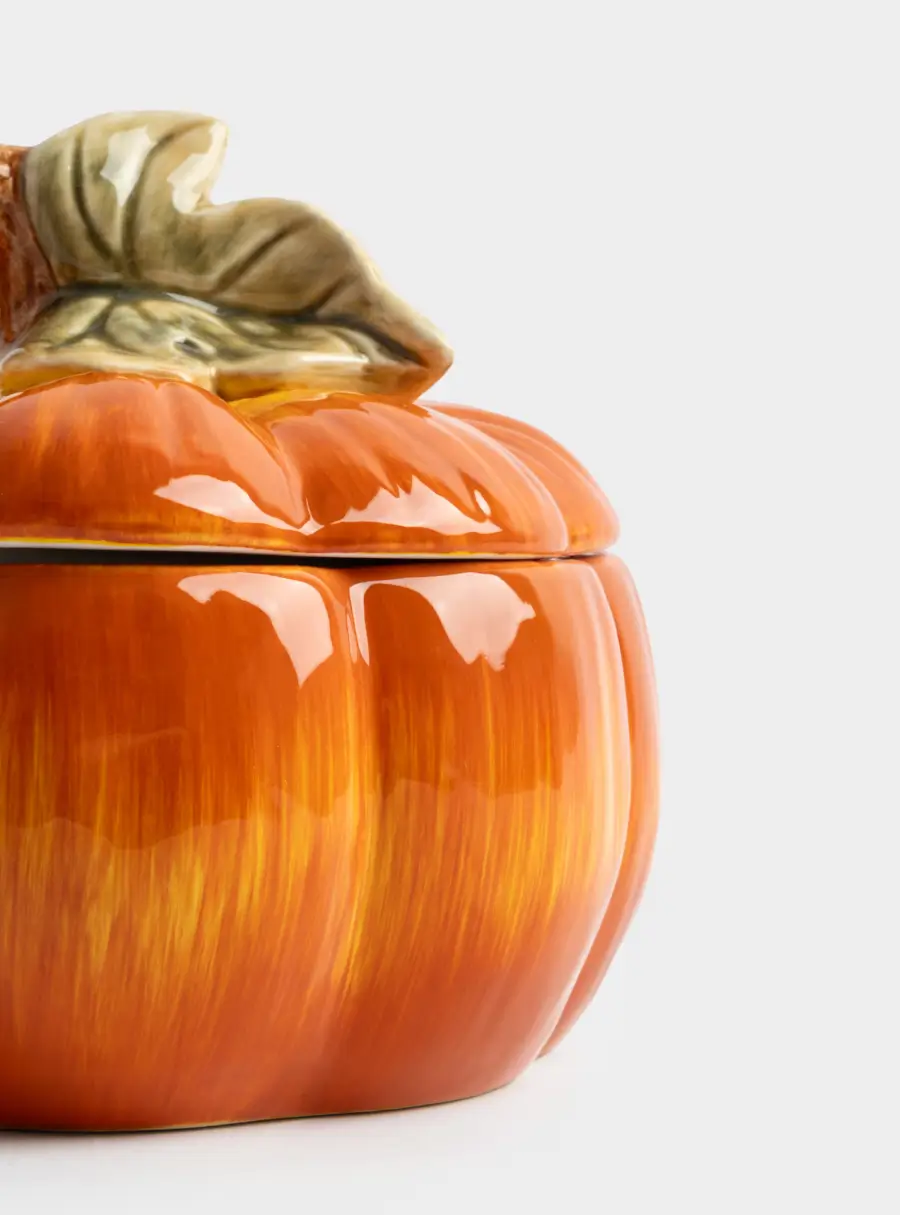 Емкость для хранения, 19x15 см, 1,3 л, керамика, оранжево-зеленая, Тыква, Bright pumpkin ,image-1