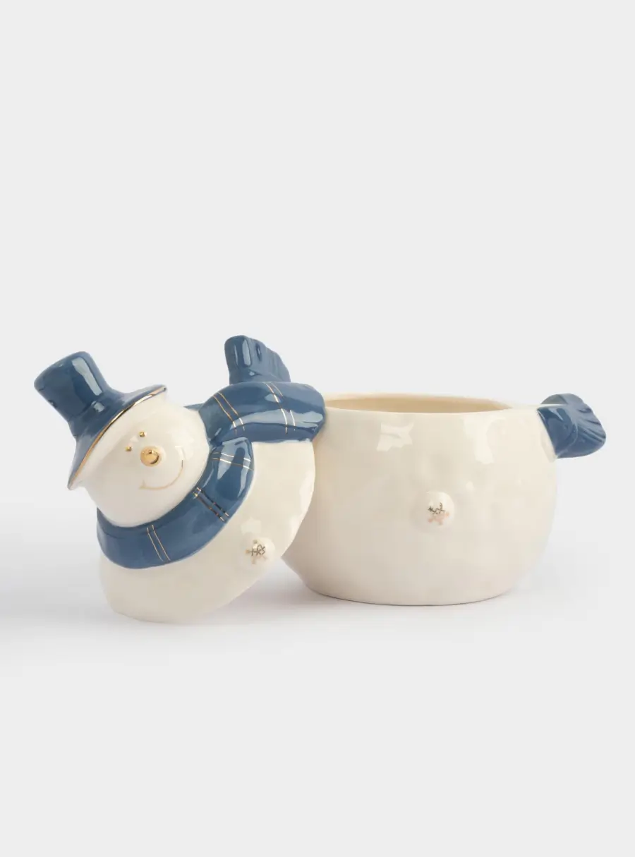 Емкость для хранения, 19 см, фарфор P, бело-голубая, Снеговик, Snowfall ,image-2