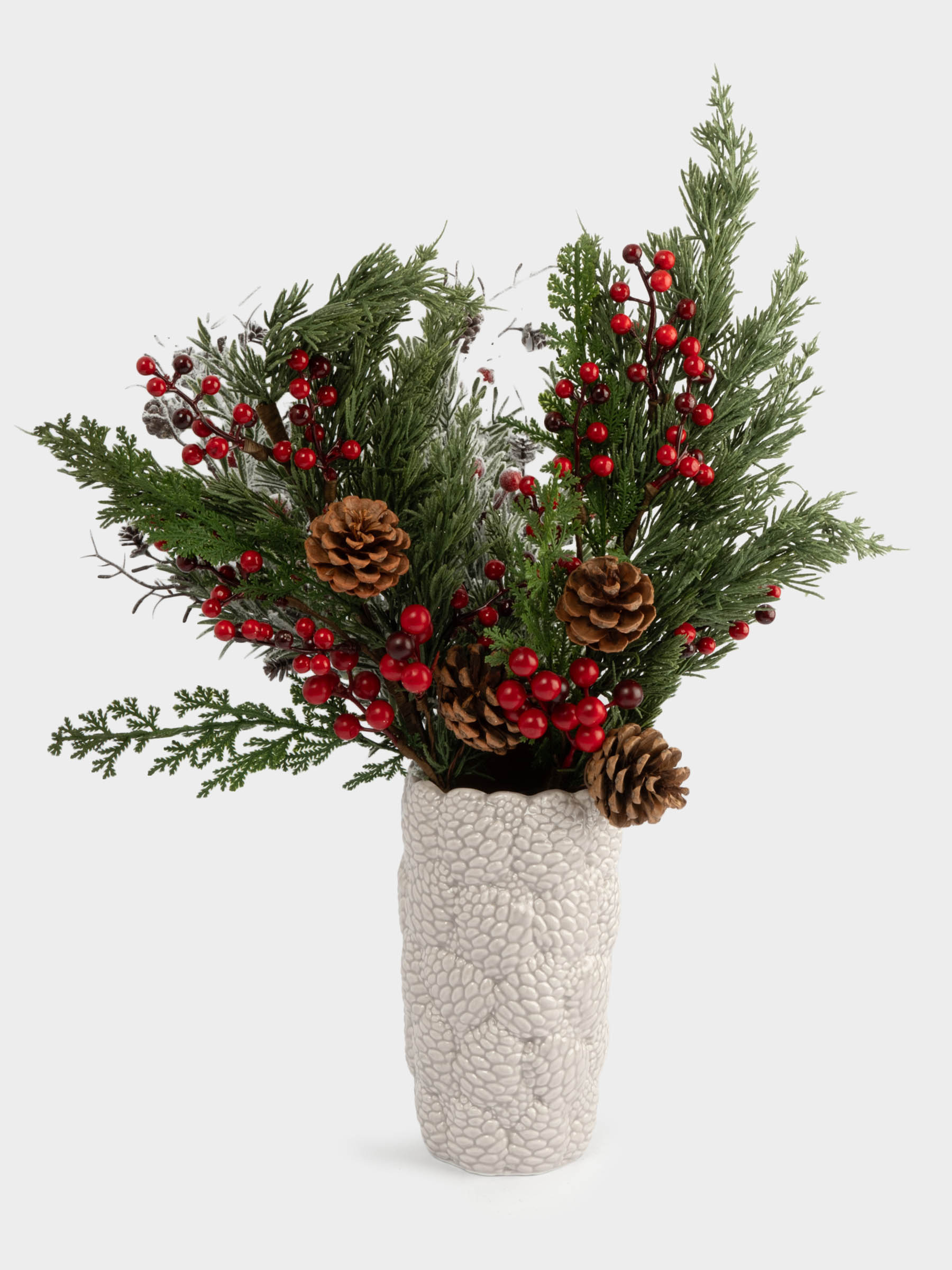 Ваза для цветов, 22 см, фарфор P, бежево-молочная, Шишки, Pinecone, image-4