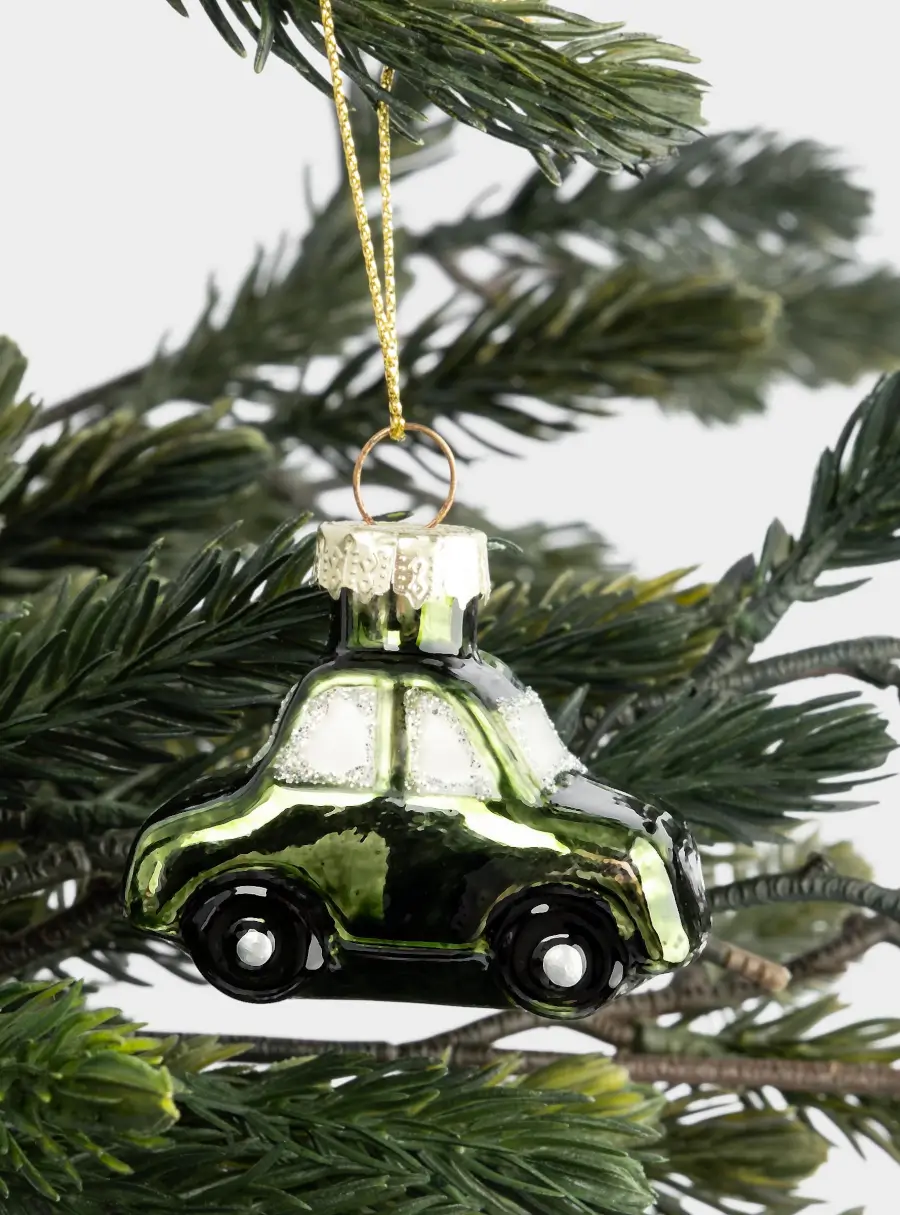 Игрушка елочная, 5 см, стекло, зеленая, Машинка, New year, image-4
