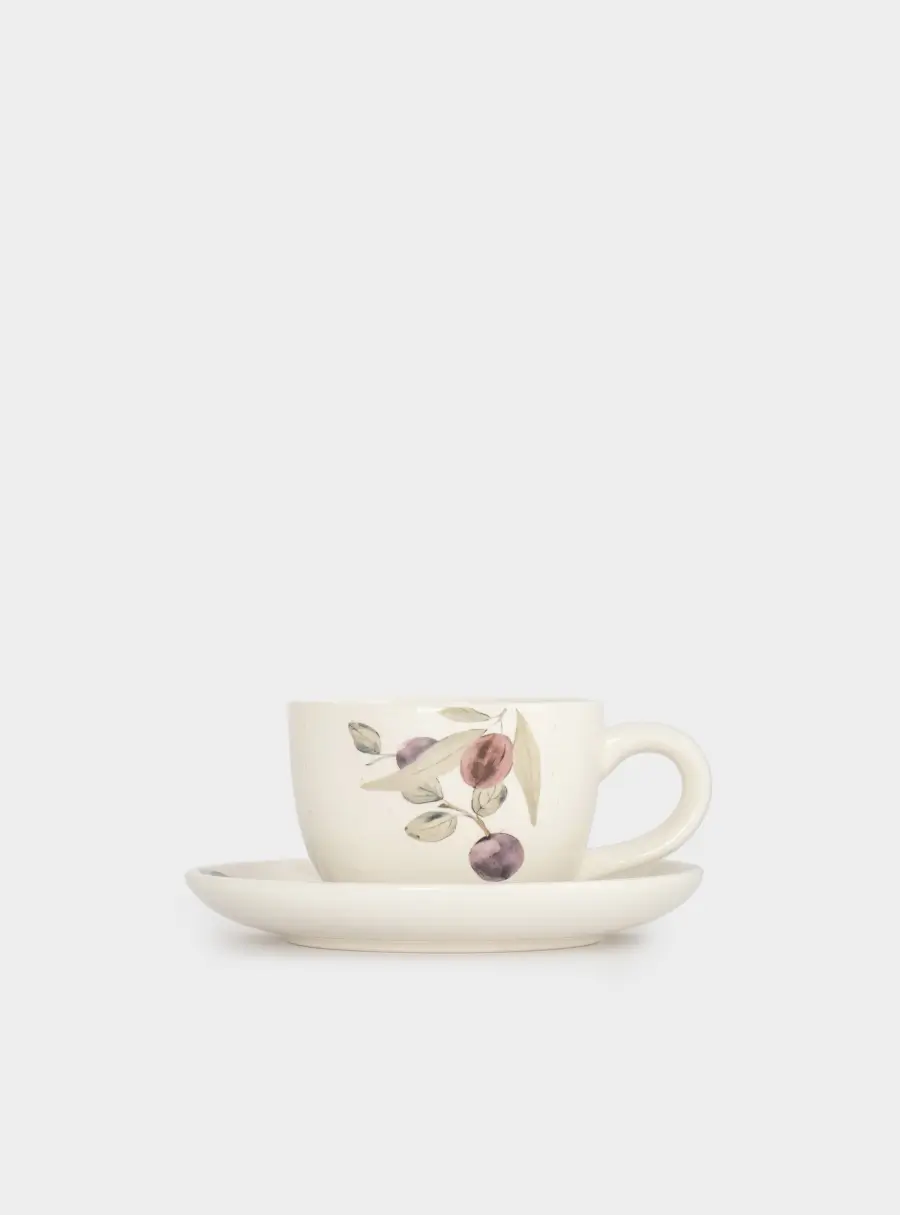 Пара чайная, 220 мл, 2 перс, 4 пр, керамика, белая, Сливы, Plum Orchard ,image-2