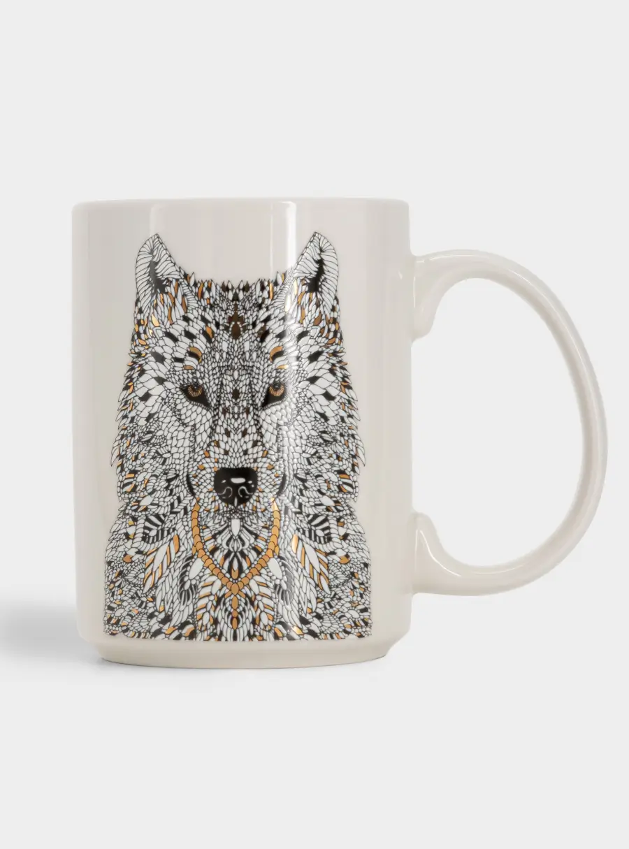 Кружка, 500 мл, фарфор N, белая, Волк, Wild ,image-1