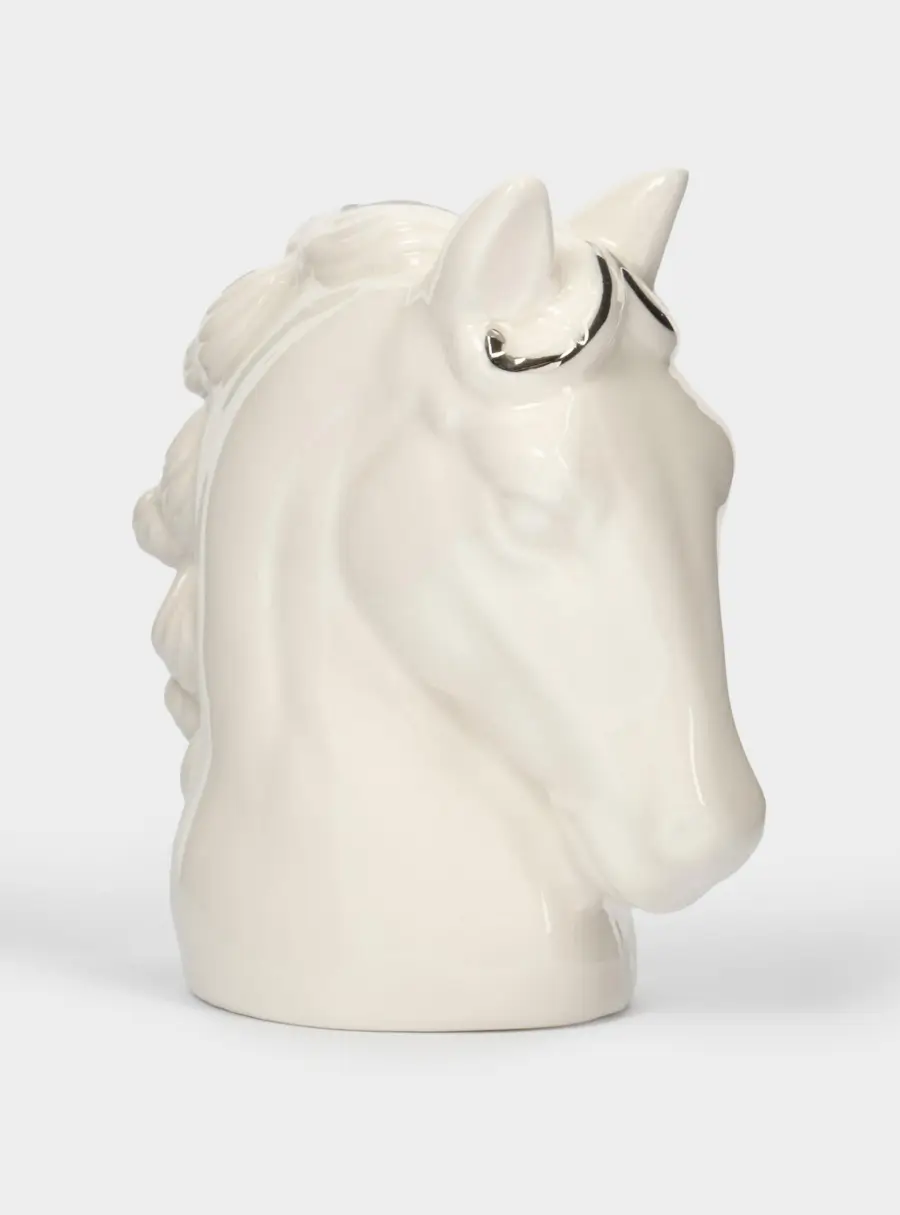 Емкость для соли или перца, 8 см, фарфор P, бело-серебристая, Конь, Horse ,image-1