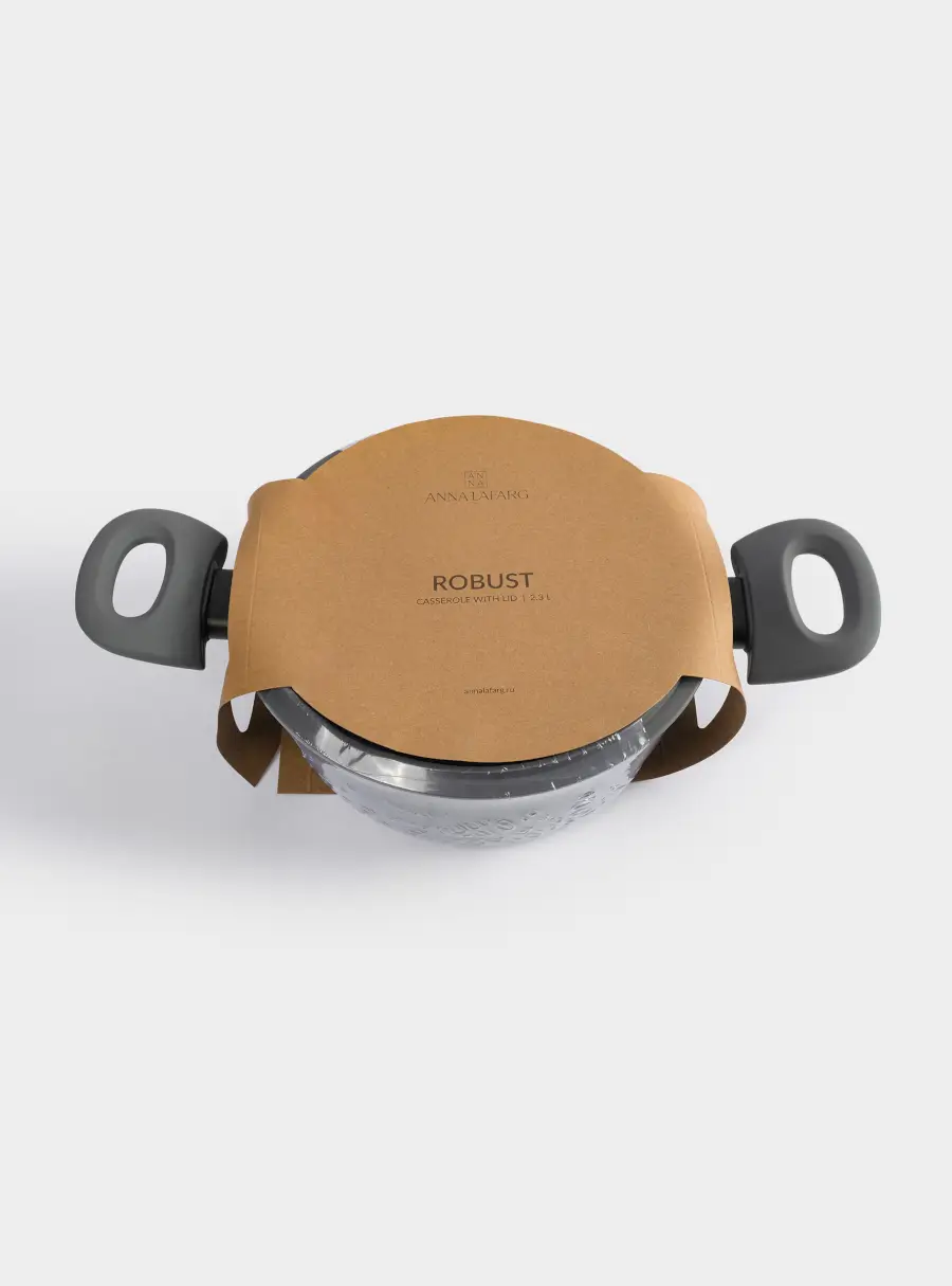 Кастрюля, 20 см, 2,3 л, с крышкой, с покрытием, алюминий, серо-черная, Robust, image-5