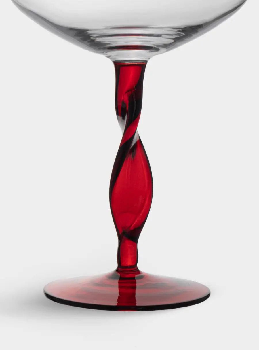 Бокал-креманка для шампанского, 370 мл, 2 шт, стекло, красная ножка, Villalago ,image-3