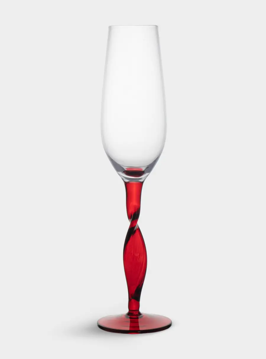Бокал для шампанского, 220 мл, 2 шт, стекло, красная ножка, Villalago ,image-3