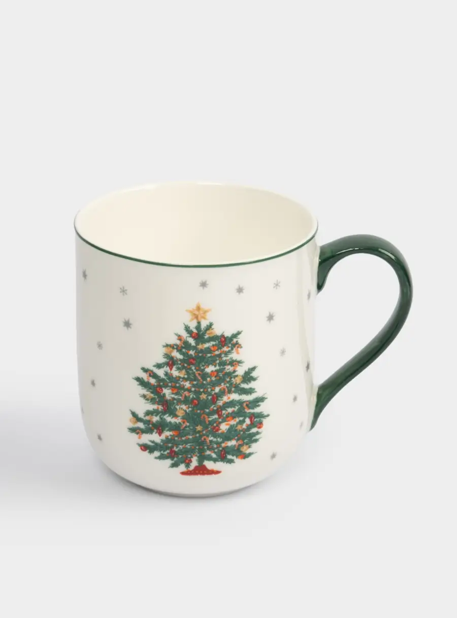 Кружка, 450 мл, фарфор F, бело-зеленая, Нарядная елка, New year ,image-1
