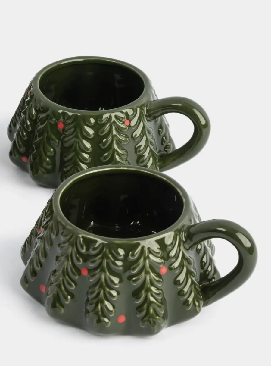 Кружка, 4 шт, фарфор P, зеленая, Елка, Fir ,image-4