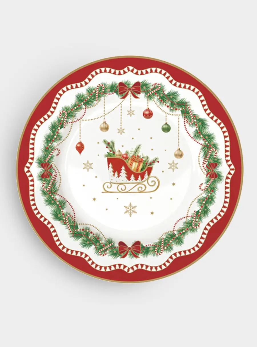 Тарелка десертная, 19 см, 4 шт, фарфор P, белая, Микс, Magie de Noel ,image-2