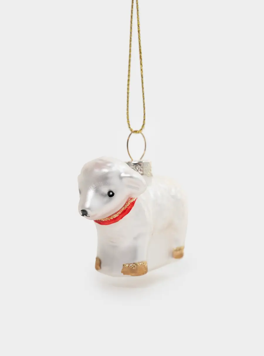 Игрушка елочная, 4 см, 2 шт, стекло, серебристая, Овечки, Sheep ,image-3