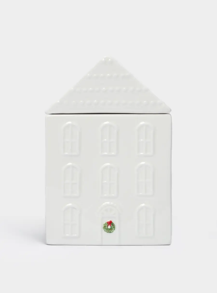 Емкость для хранения, 10х17 см, 690 мл, керамика, молочная, Дом с венком, Townlet ,image-2