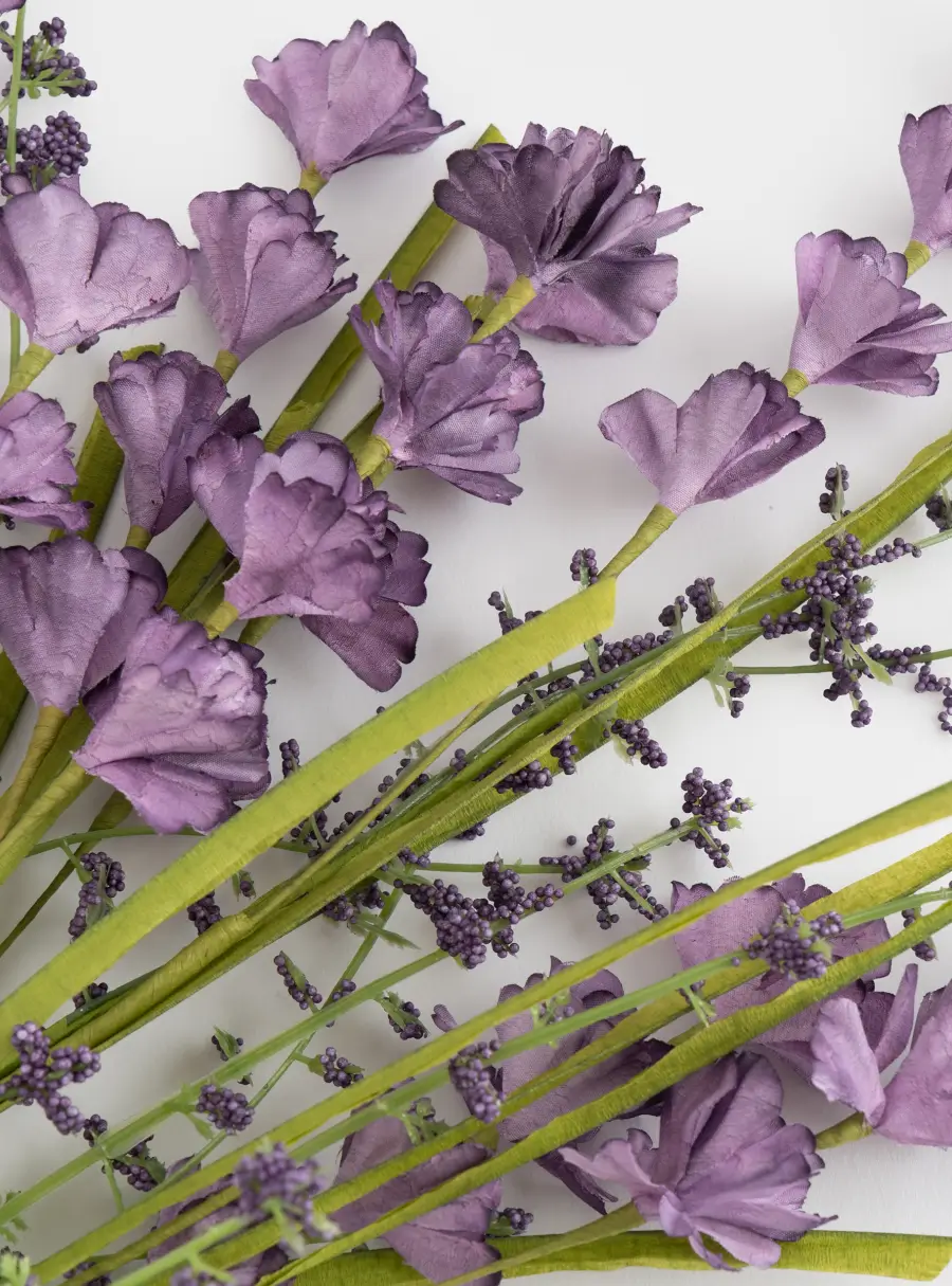 Ветка декоративная, 47 см, бумага/металл, Лиловый букет, Interior spring, image-1