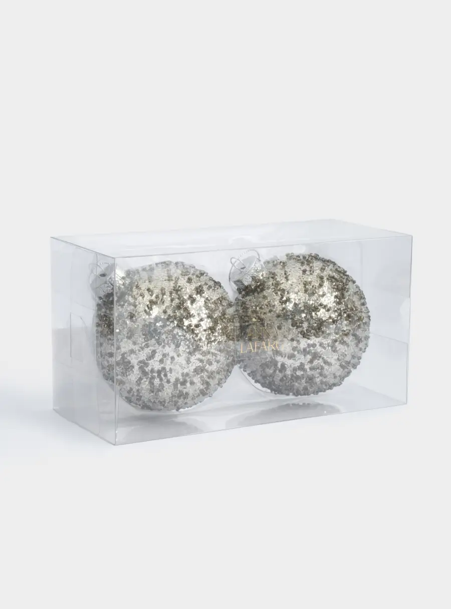 Игрушка елочная, 8 см, 2 шт, стекло, серебристая, Шар с изморозью, New year, image-3