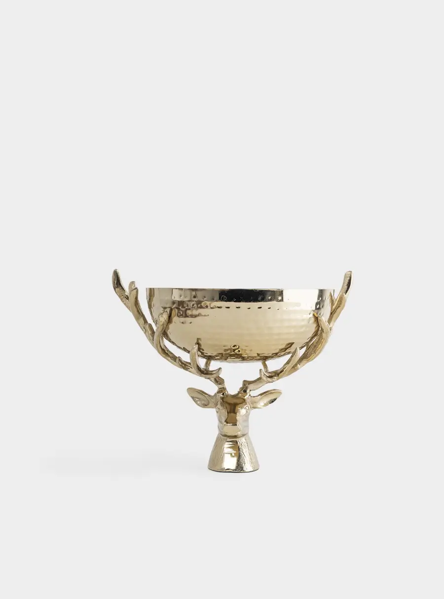 Ваза для фруктов, 26х25 см, на ножке, металл, золотистая, Олень, Maral gold, image-4