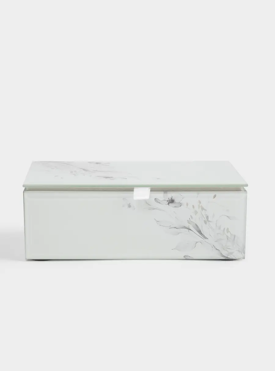 Шкатулка для украшений, 15x10 см, стекло, молочная, Цветы, Flower melody ,image-1