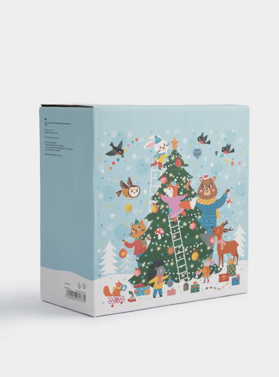 Кружка, 350 мл, 4 шт, фарфор N, Животные украшают елку, Band, image-6