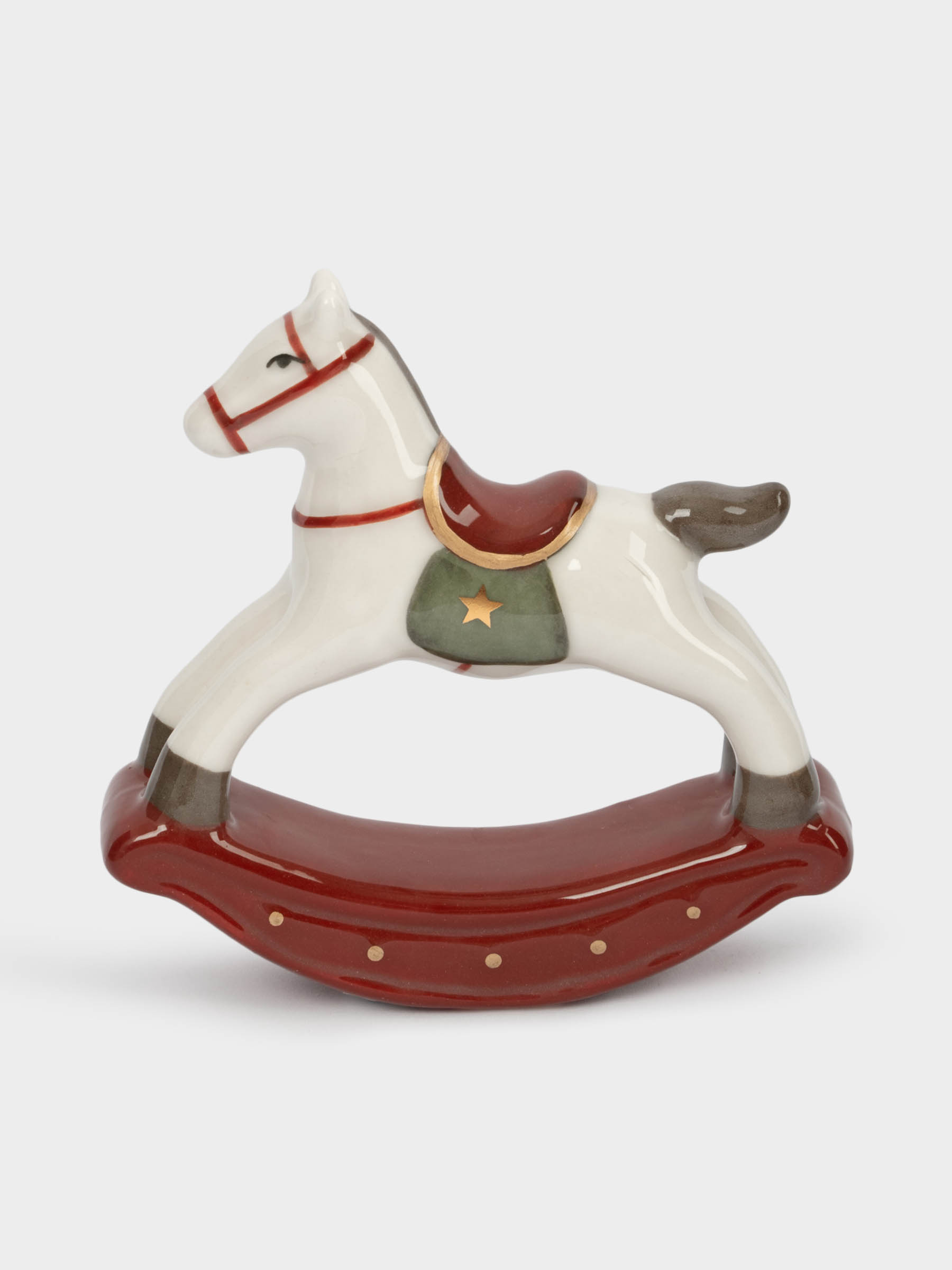 Статуэтка, 10 см, фарфор P, бежево-бордовая, Лошадка-качалка, Bright horse, image-0