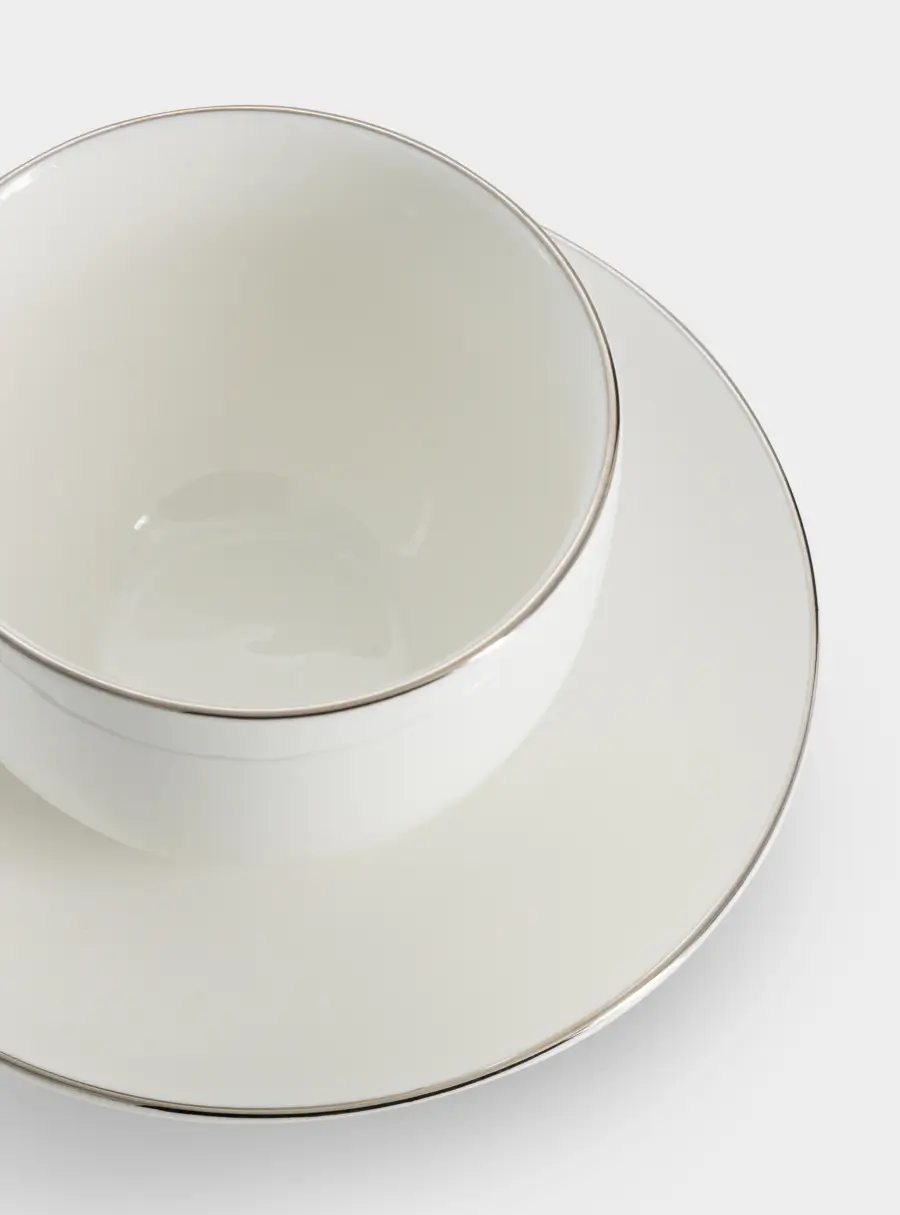 Пара чайная, 1 перс, 2 пр, 260 мл, фарфор P, белая, с серебристым кантом, White Platinum, image-4