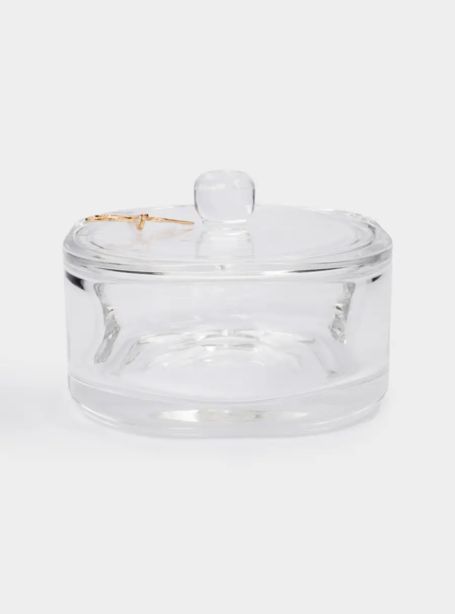 Конфетница, 11х9 см, с крышкой, стекло/металл, Glory ,image-0