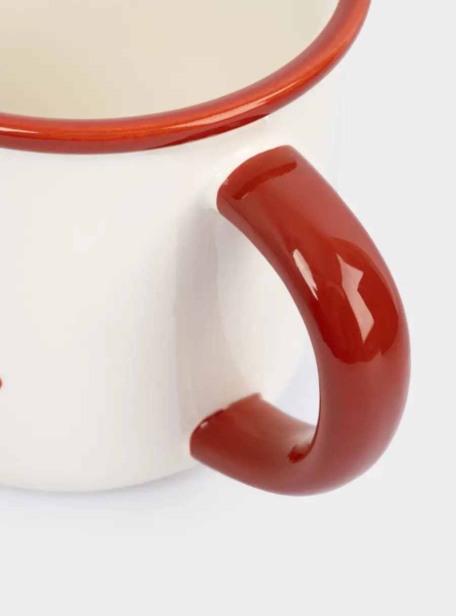 Кружка, 470 мл, с ложкой, керамика/сталь, красная, Елка/Лошадка-качалка, Bright horse, image-5