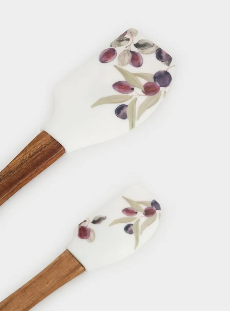 Лопатка-шпатель, 2 шт, силикон/дерево, молочная, Сливы, Plum Orchard, image-2