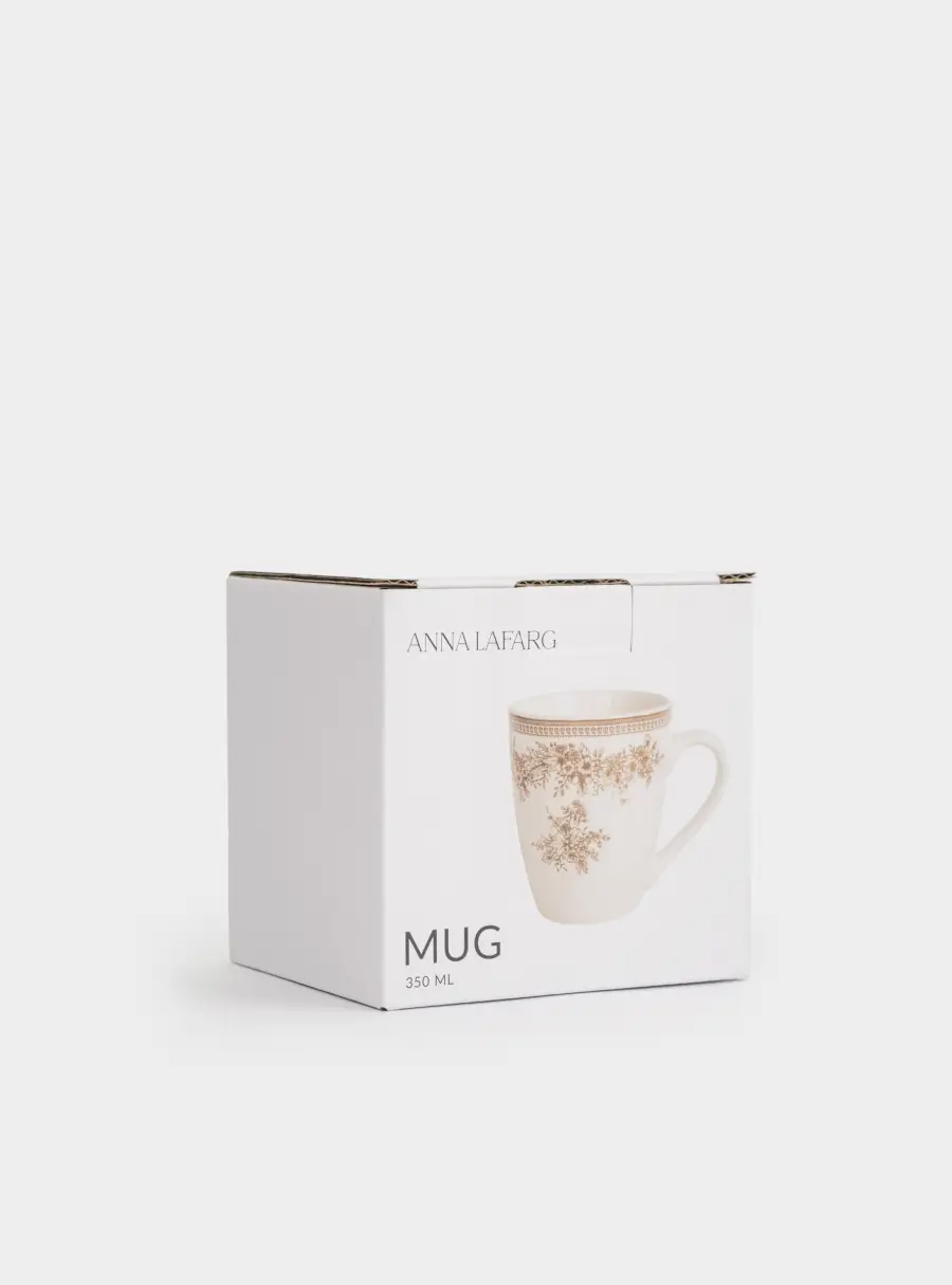 Кружка, 350 мл, фарфор P, белая, Коричневые цветы, Burgundy, image-5