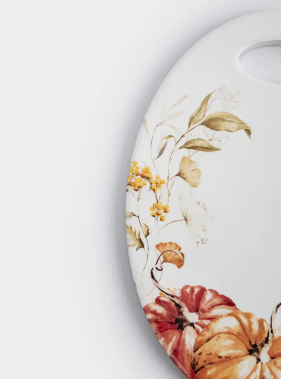 Подставка под горячее, 20х15 см, керамика/пробка, белая, Тыквы, Light pumpkin ,image-1