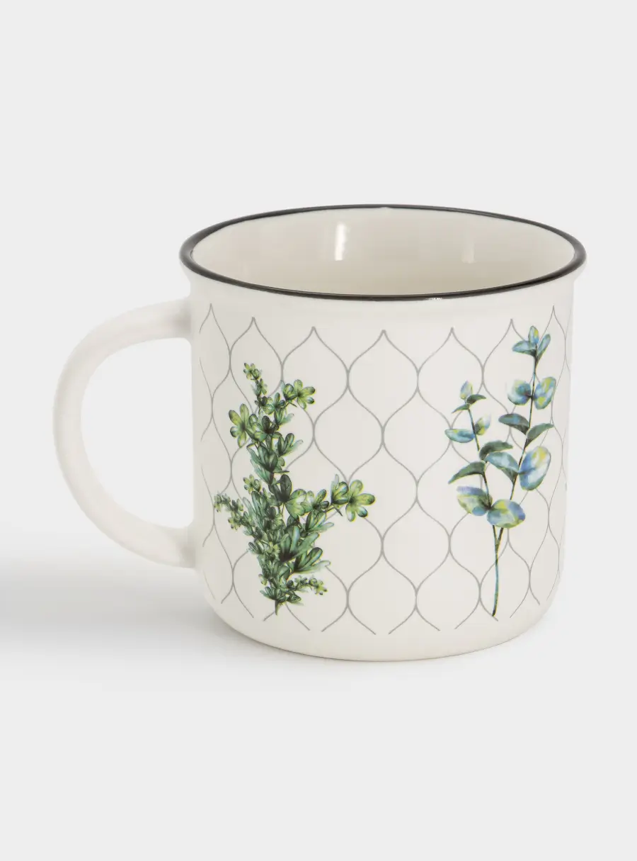 Кружка, 400 мл, фарфор N, белая, Зеленые ветки, Herbarium ,image-1